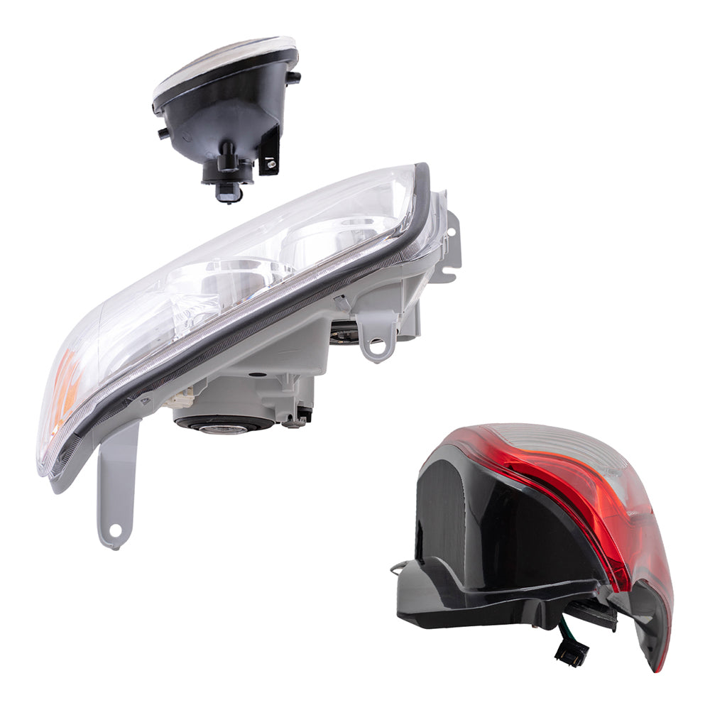 Brock Replacement Driver and Passenger Side Halogen Combination Headlights with Chrome Bezel, Fog Lights and Tail Lights 6 Piece Set Comaptible with 2006-2009 4Runner Limted/SR5