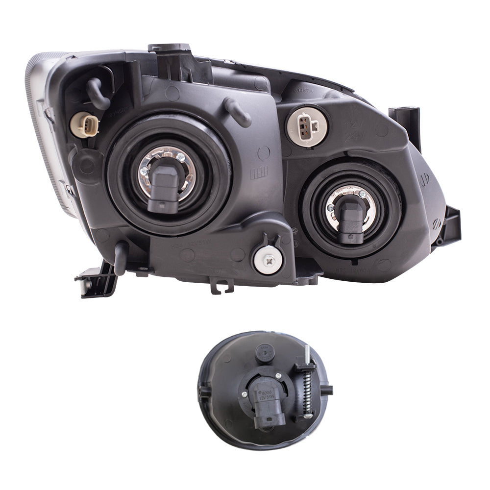 Brock Replacement Driver and Passenger Side Halogen Combination Headlight Assemblies and Fog Light Units 4 Piece Set Comaptible with 2005-2007 Avalon
