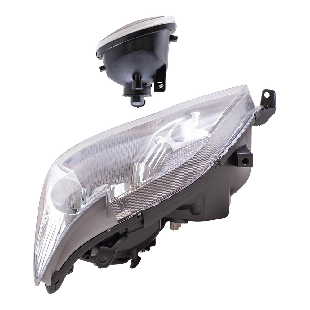 Brock Replacement Driver and Passenger Side Halogen Combination Headlight Assemblies and Fog Light Units 4 Piece Set Comaptible with 2005-2007 Avalon