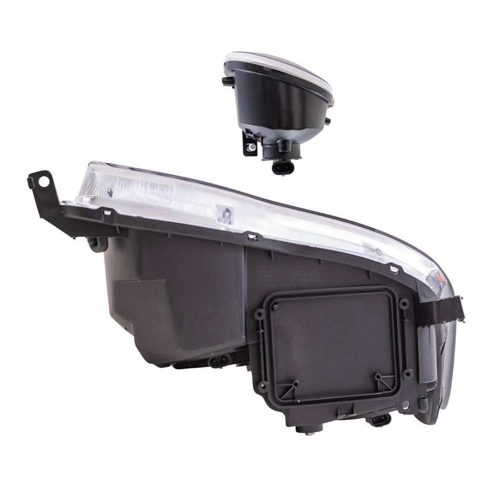 Brock Replacement Driver and Passenger Side Halogen Combination Headlight Assemblies and Fog Light Units 4 Piece Set Comaptible with 2005-2007 Avalon