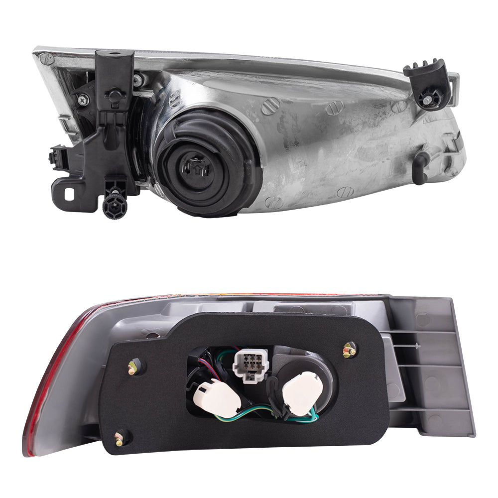 Brock Replacement Driver and Passenger Side Halogen Headlights and Quarter Mounted Tail Lights 4 Piece Set Compatible with 1997-1999 Camry