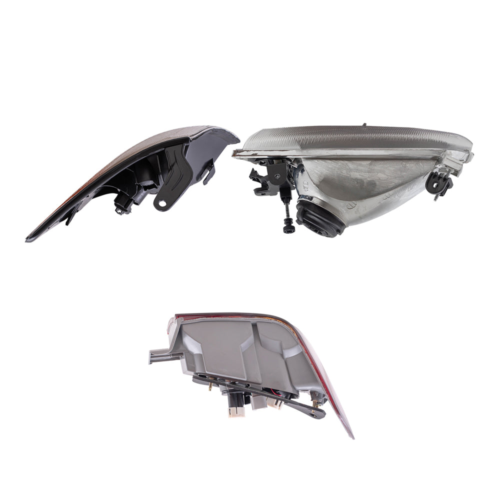 Brock Replacement Driver and Passenger Side Headlights, Park Signal Lights and Tail Lights 6 Piece Set Compatible with 1997-1999 Camry
