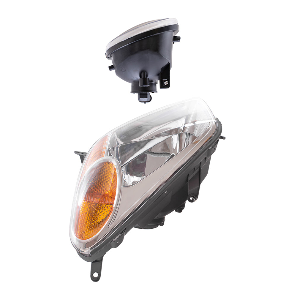 Brock Replacement Driver and Passenger Side Halogen Combination Headlight Units and Fog Light Units 4 Piece Set Comaptible with 2004-2005 Rav4