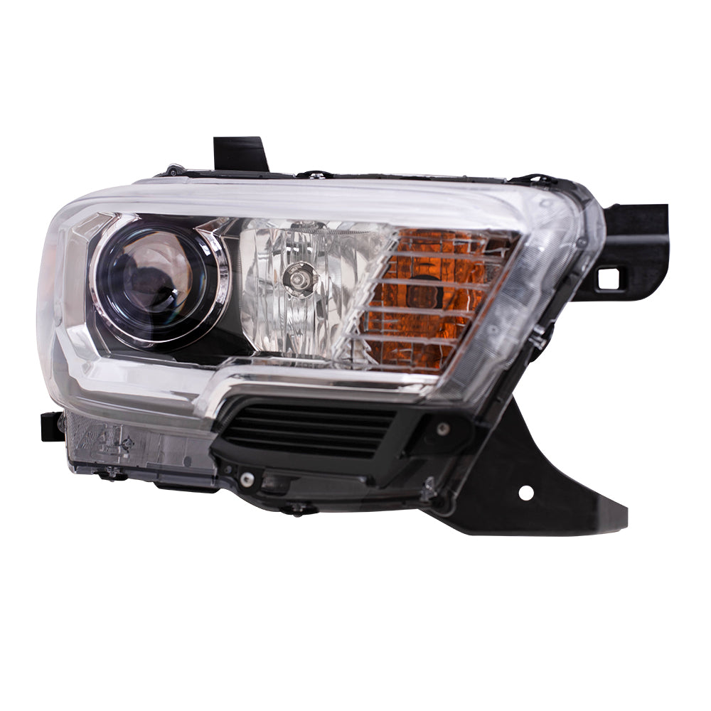Brock Aftermarket Replacement Passenger Right Halogen Combination Headlight Assembly Without LED Daytime Running Light Compatible With 2016-2017 Toyota Tacoma Without Fog Lights