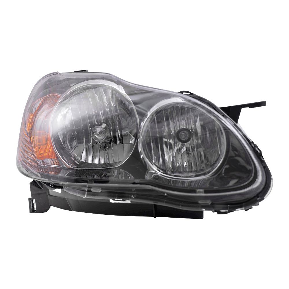 Brock Replacement Passengers Halogen Headlight with Smoked Lens Compatible with 2005-2008 Corolla 8111002370
