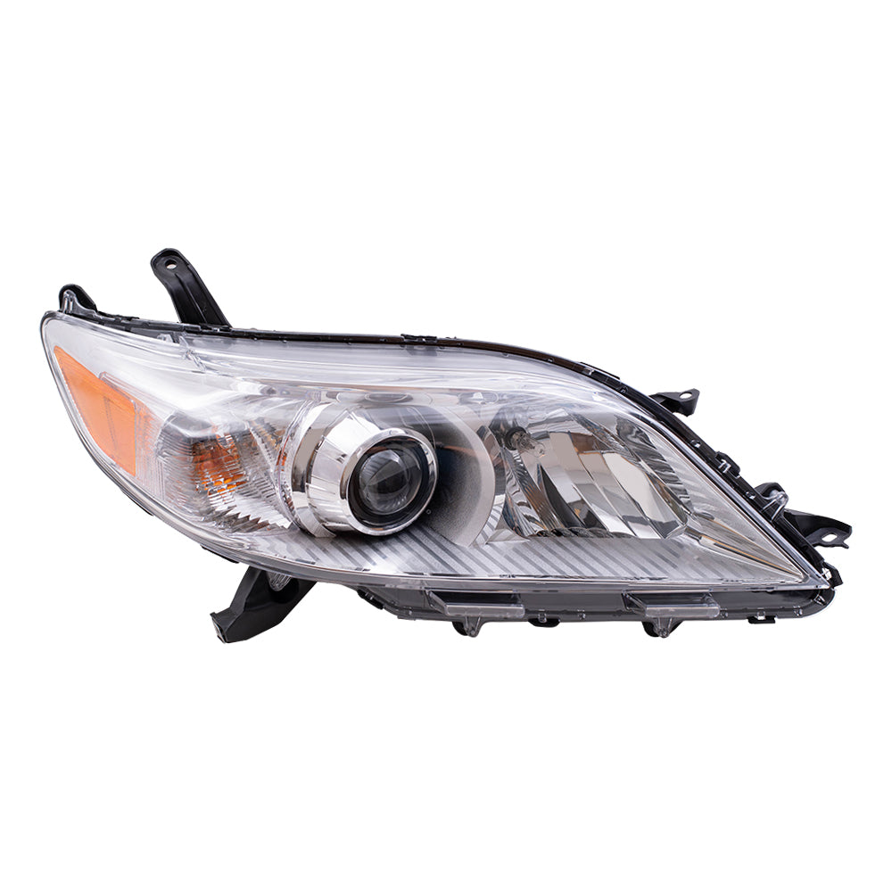 Brock Passenger Side Right Halogen Combination Headlight Assembly With Chrome Bezel Without LED Daytime Running Light Compatible With 2011-2020 Toyota Sienna 6221-0130R