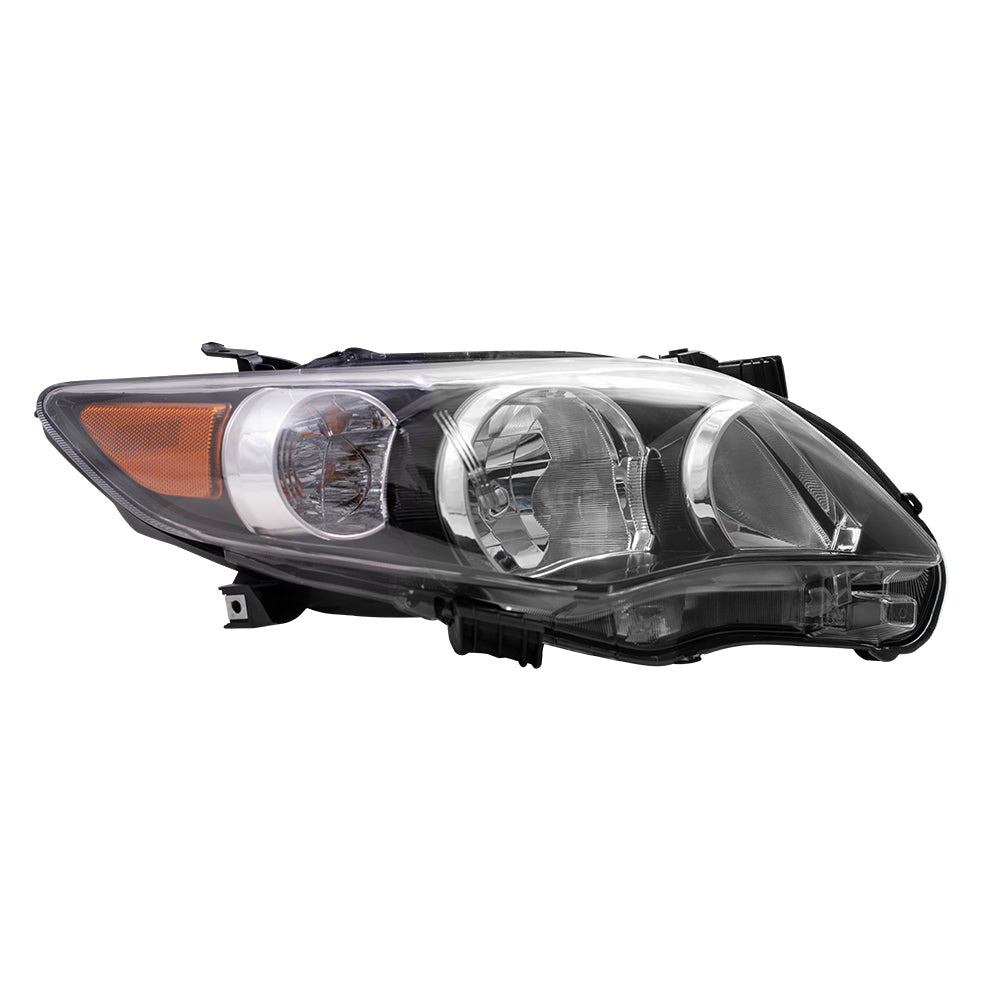Brock Replacement Passengers Headlight Headlamp with Black Housing Compatible with Corolla 8111002B60