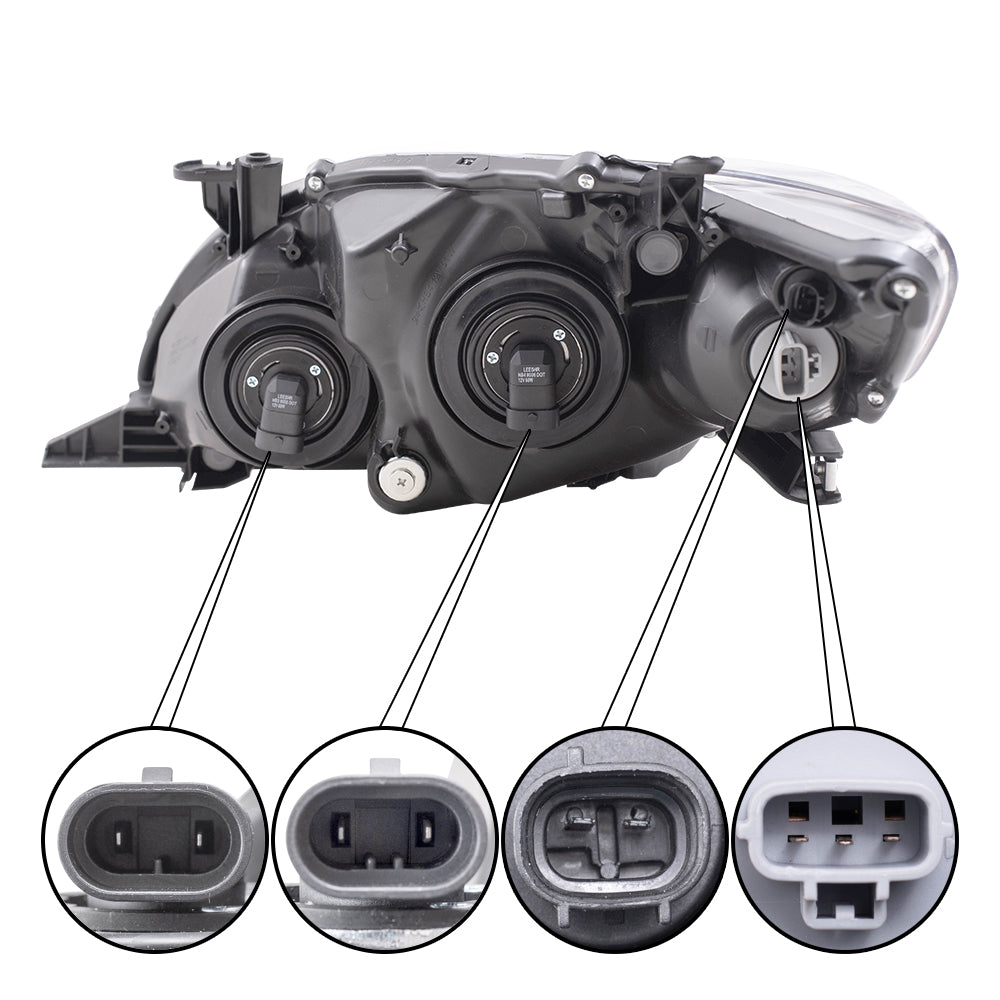 Brock Replacement Passengers Headlight Headlamp with Black Housing Compatible with Corolla 8111002B60