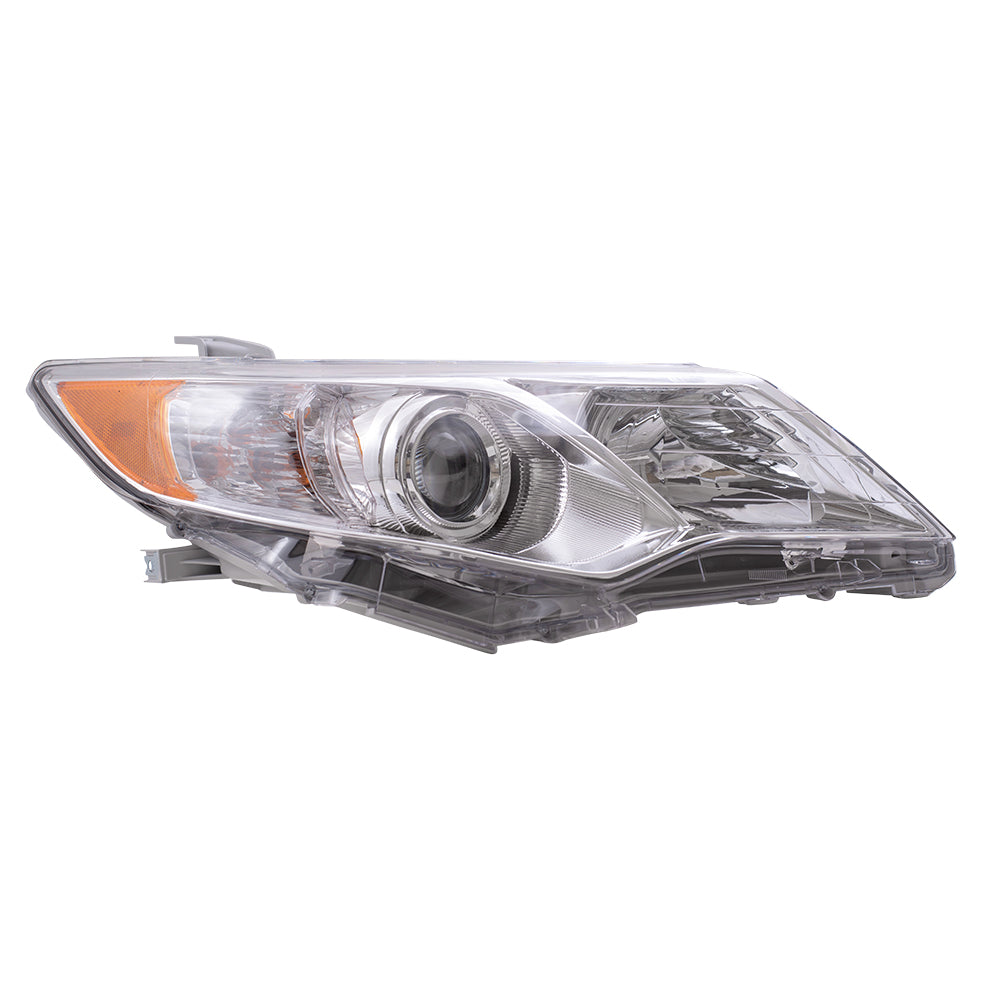 Brock Replacement Driver and Passenger Halogen Headlights Headlamps with Chrome Bezels Compatible with 12-14 Camry 8115006470 8111006470