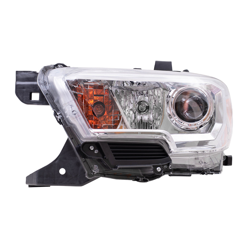 Brock Aftermarket Replacement Driver Left Halogen Combination Headlight Assembly Without LED Daytime Running Light Compatible With 2019-2021 Toyota Tacoma Without Fog Lights