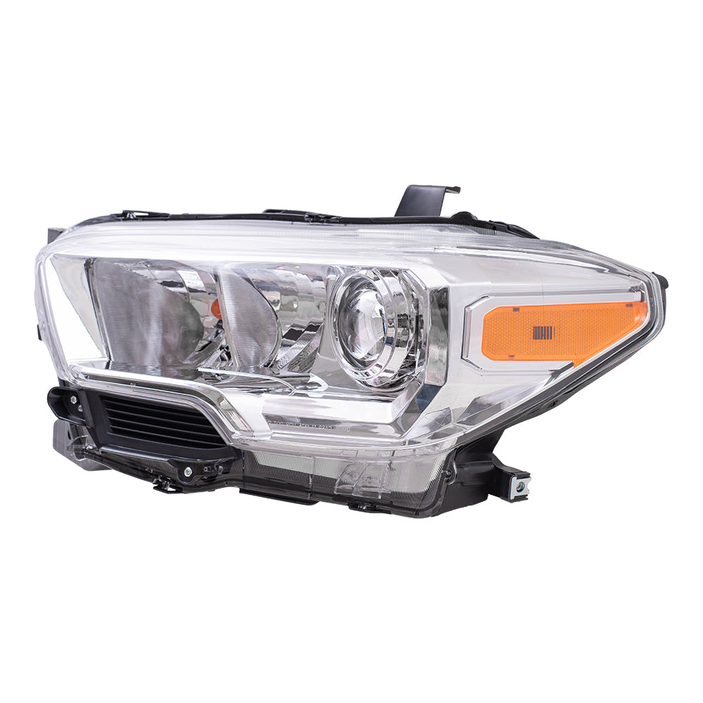 Brock Aftermarket Replacement Driver Left Halogen Combination Headlight Assembly Without LED Daytime Running Light Compatible With 2019-2021 Toyota Tacoma Without Fog Lights