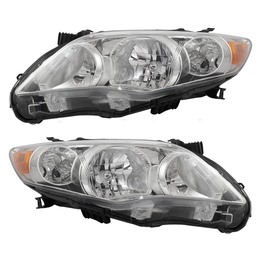 Headlight for 2011-2013 Corolla w/ Chrome Housing 8117012F10 Set