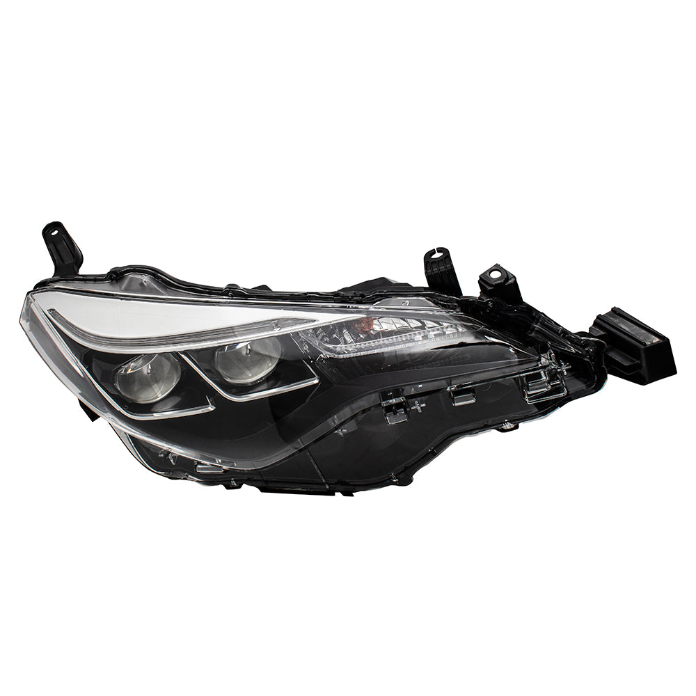 Brock Replacement Passengers Headlight Headlamp w/ Bumper Mounted LED Daytime Running Light Compatible with 17-19 Corolla 8111002M90