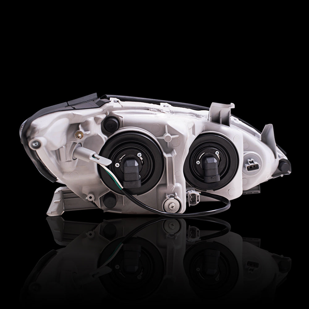Brock Replacement Driver and Passenger Side Halogen Combination Headlight Assemblies with Chrome Bezels Compatible with 05-06 Camry USA BUILT