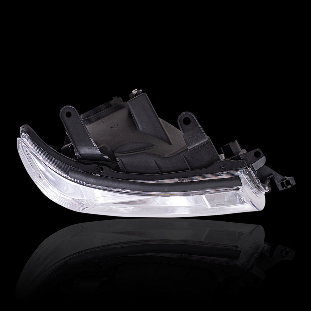 Brock Replacement Driver and Passenger Side Halogen Combination Headlight Assemblies with Bright Chrome Bezel Compatible with 2005-2011 Toyota Tacoma