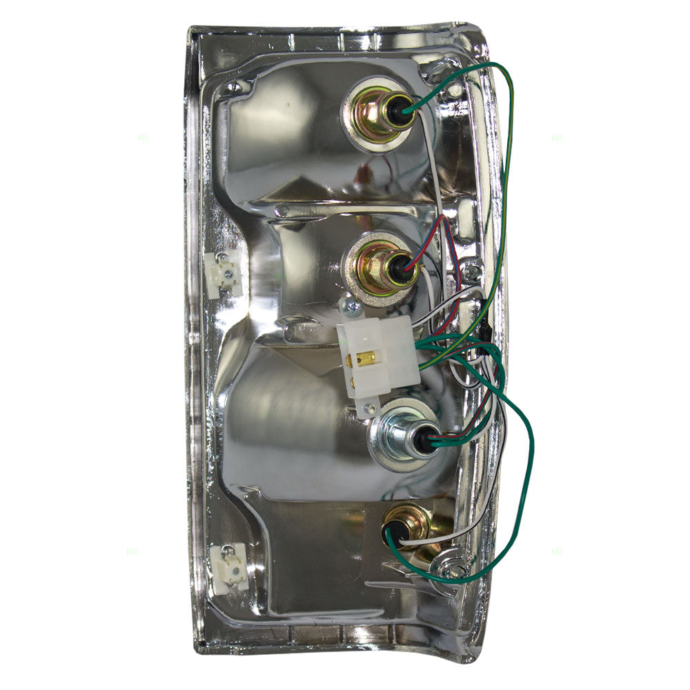 Brock Replacement Drivers Taillight Tail Lamp with Chrome Trim Compatible with 84-89 Pickup Truck SUV 8156089150