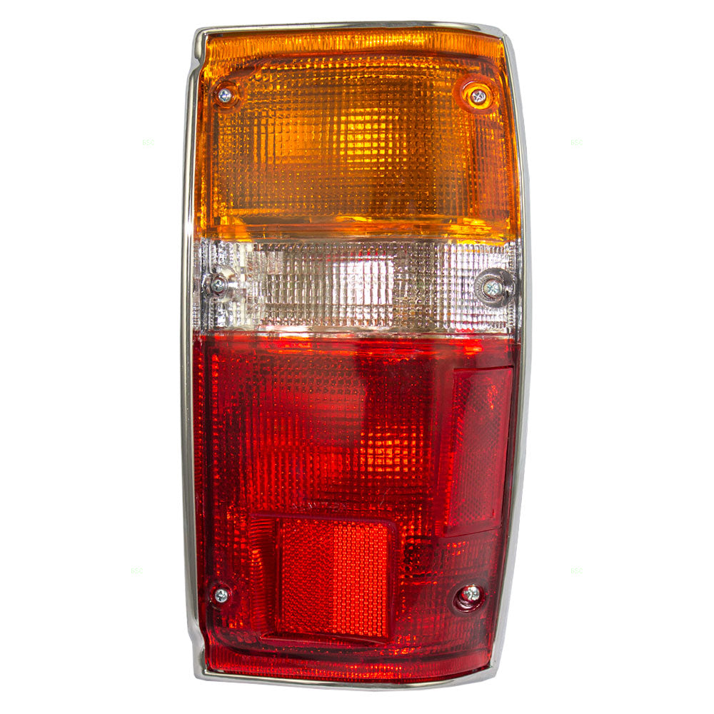 Brock Replacement Passengers Taillight Tail Lamp with Chrome Trim Compatible with 84-89 Pickup Truck SUV 8155089150