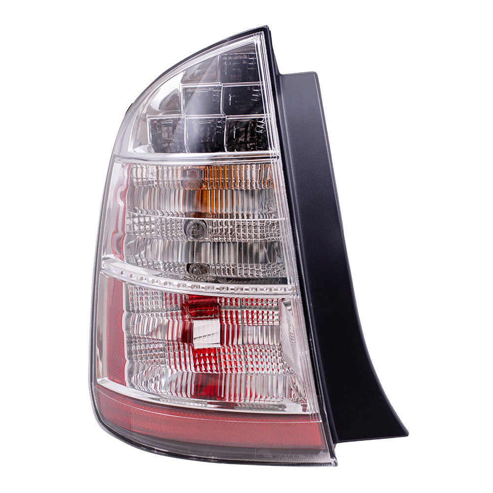 Brock Replacement Drivers Taillight Tail Lamp with Chrome Trim Compatible with 06-09 Prius 8156147100