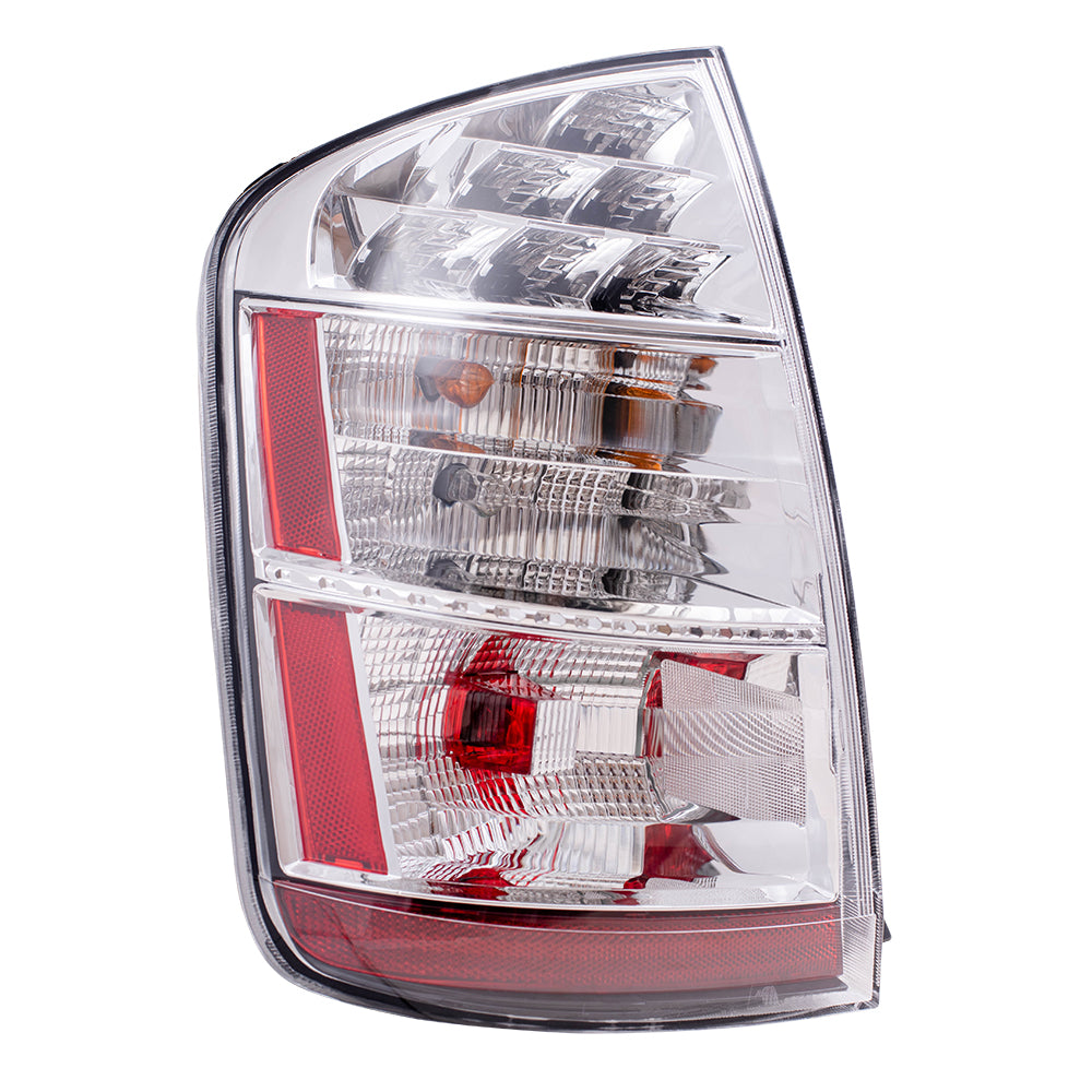 Brock Replacement Drivers Taillight Tail Lamp with Chrome Trim Compatible with 06-09 Prius 8156147100
