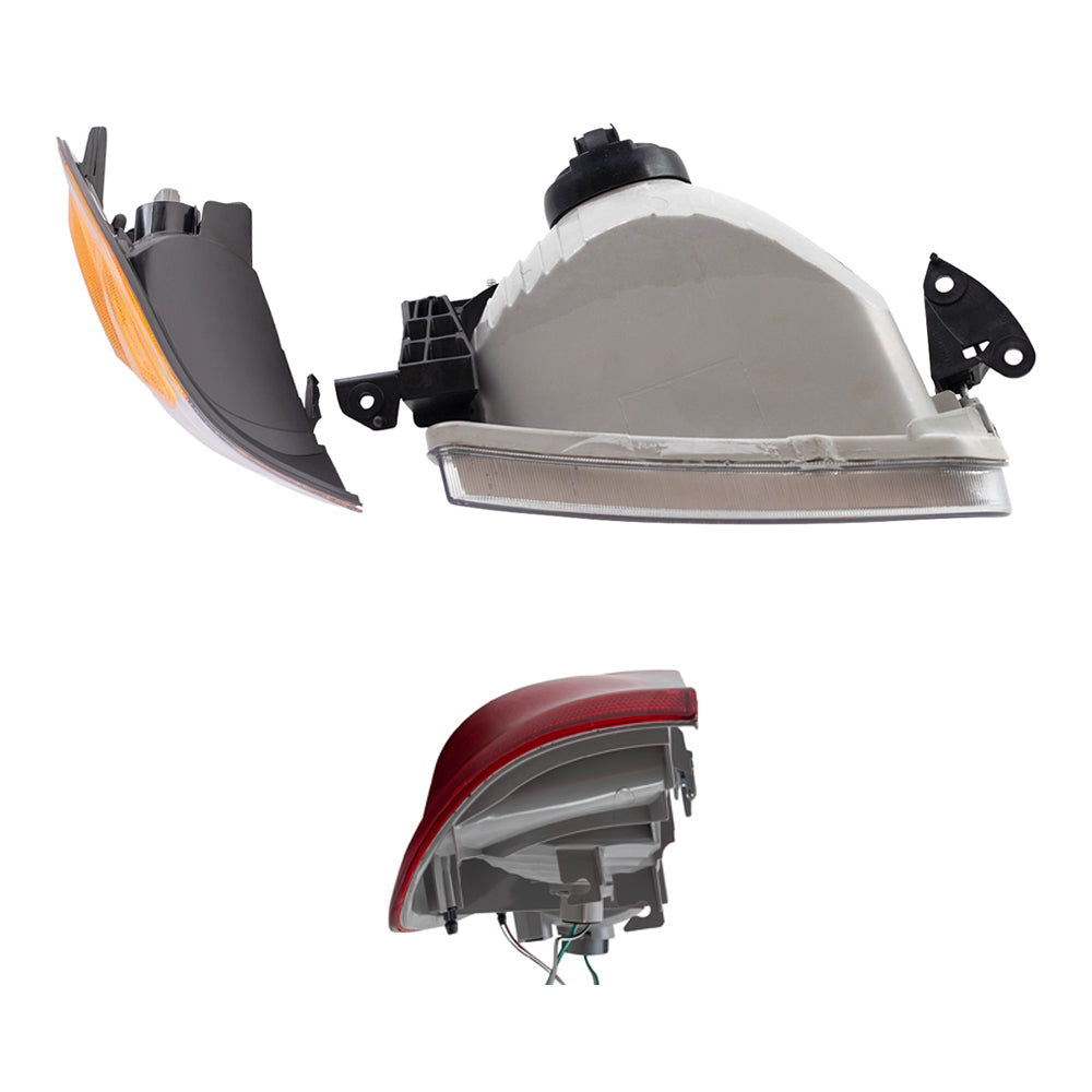 Brock Replacement Driver and Passenger Side Halogen Headlight Assemblies, Signal Light Assemblies, and Tail Light Assemblies 6 Piece Set Compatible with 2004 Tundra Double Cab W/Standard Bed