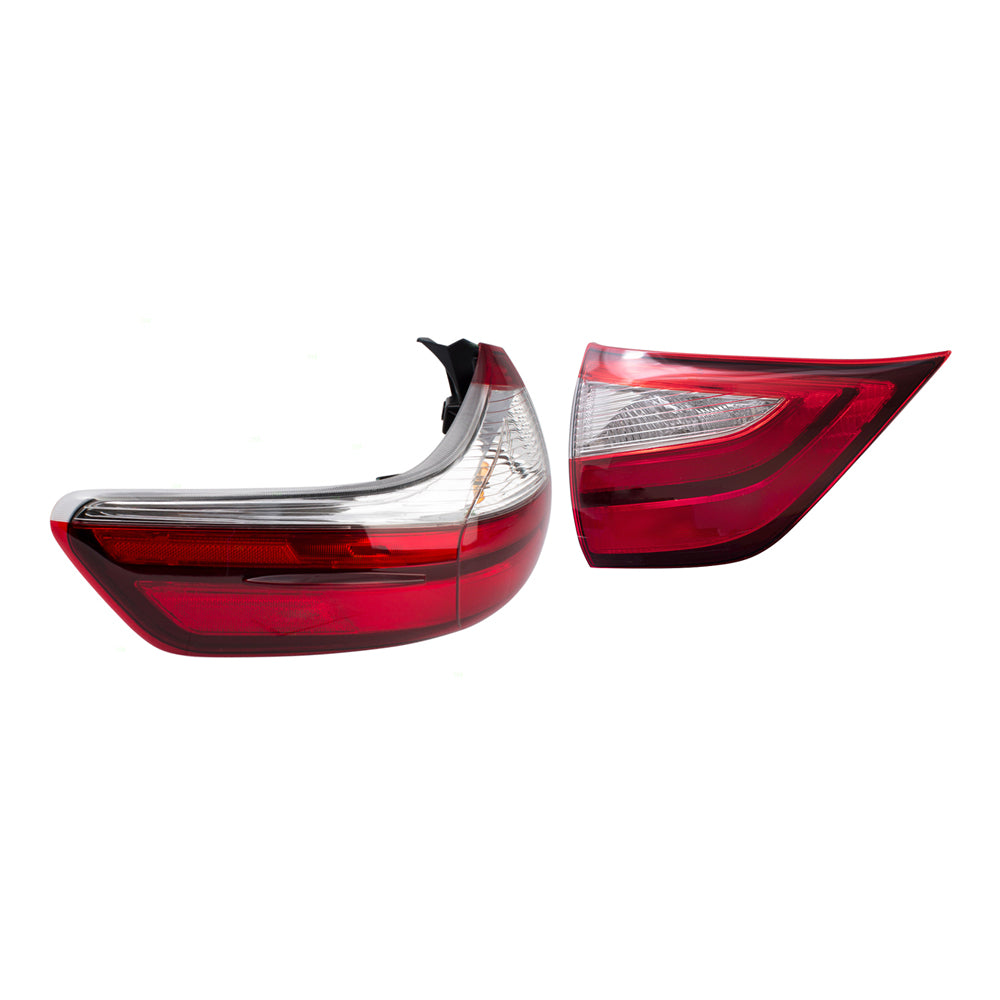 Brock Aftermarket Replacement Part Driver Side Tail Light Assemblies Quarter and Liftgate Mounted Compatible with Toyota 2015-2019 Toyota Sienna EXCEPT SE