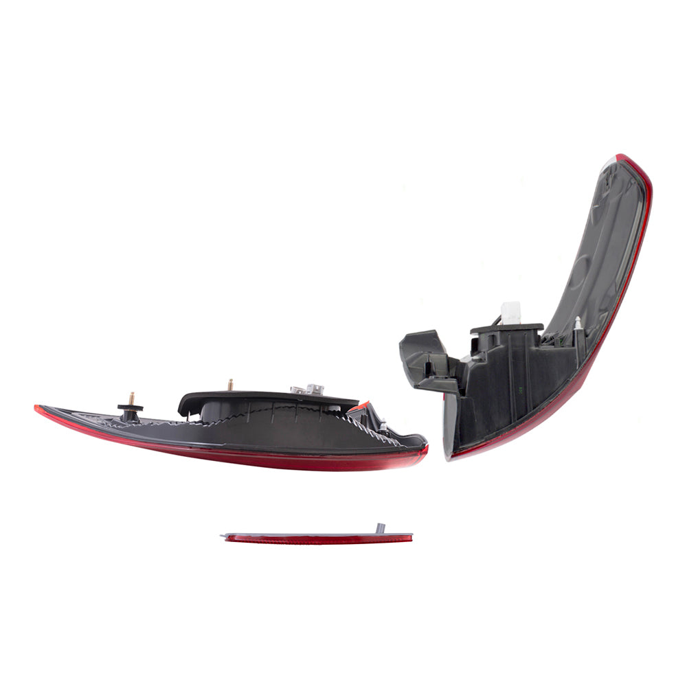 Brock Aftermarket Replacement Part Driver Side Tail Light Assemblies Quarter & Liftgate Mounted & Rear Bumper Reflector Compatible with 2015-2019 Toyota Sienna EXCEPT SE