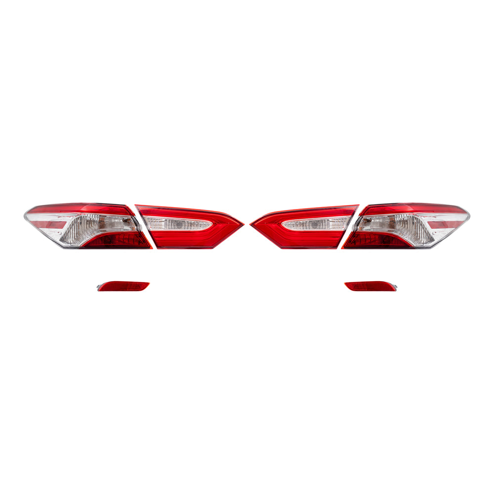 Brock Replacement Driver Side Bumper Reflector & Tail Lights Quarter Mounted & Lid Mounted 3 Piece Set Compatible with 2018-2020 Camry L/LE/TRD & 18-19 Camry Hybrid LE & 2020 Camry XSE/Camry Hybrid SE