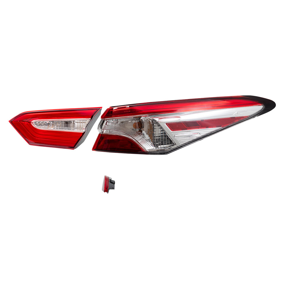Brock Replacement Passenger Side Bumper Reflector &Tail Lights Quarter Mounted &Lid Mounted 3 Piece Set Compatible with 2018-2020 Camry L/LE/TRD & 18-19 Camry Hybrid LE &2020 Camry XSE/Camry Hybrid SE