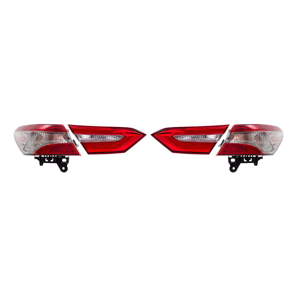Brock Replacement Driver and Passenger Side Tail Light Assemblies Quarter Mounted & Lid Mounted 4 Piece Set Compatible with 2018-2019 Camry SE & 2018-2019 Camry Hybrid SE