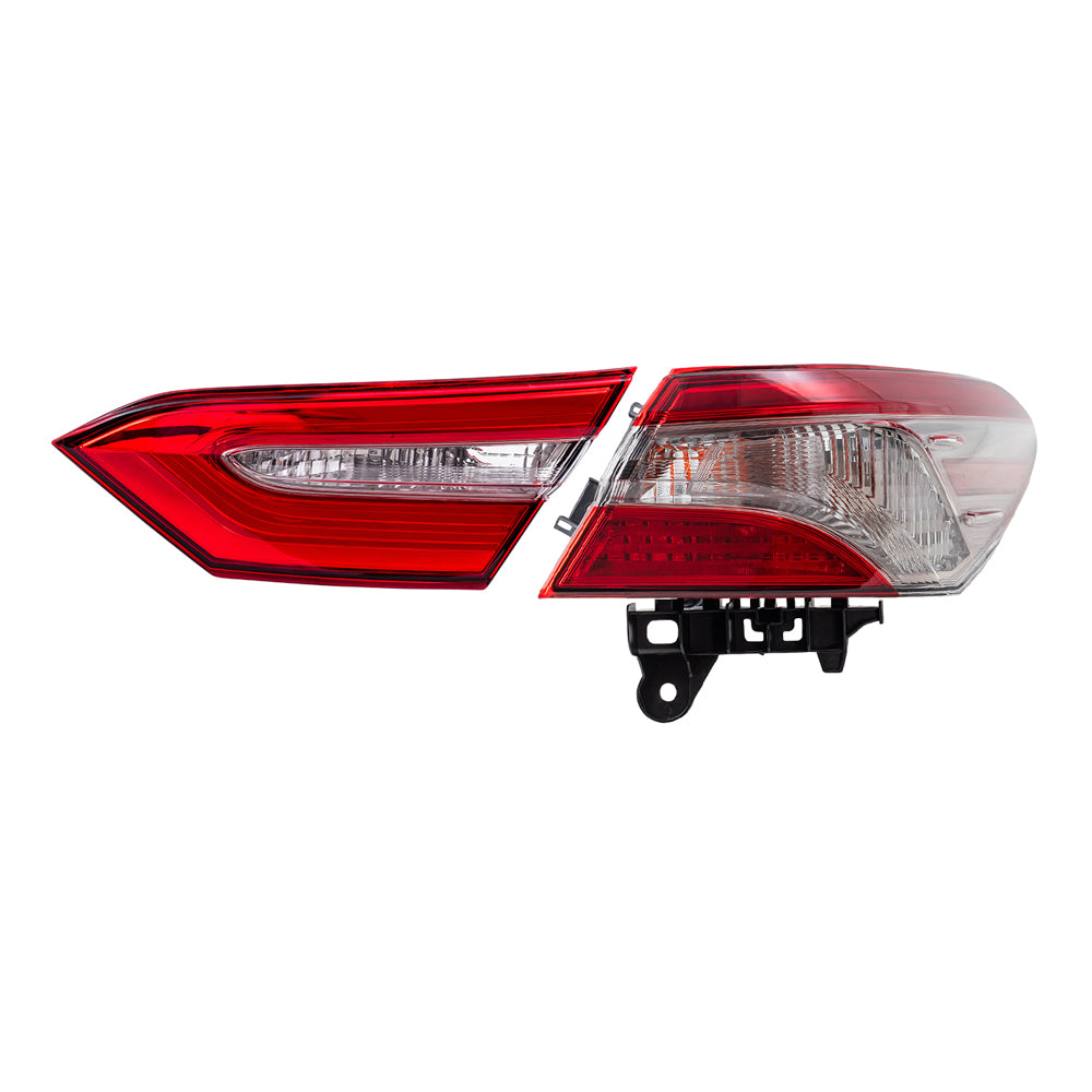 Brock Replacement Passenger Side Tail Light Assemblies Quarter Mounted & Lid Mounted Compatible with 2018-2019 Camry SE & 2018-2019 Camry Hybrid SE