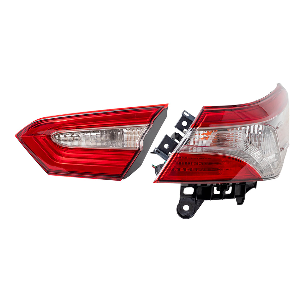 Brock Replacement Passenger Side Tail Light Assemblies Quarter Mounted & Lid Mounted Compatible with 2018-2019 Camry SE & 2018-2019 Camry Hybrid SE