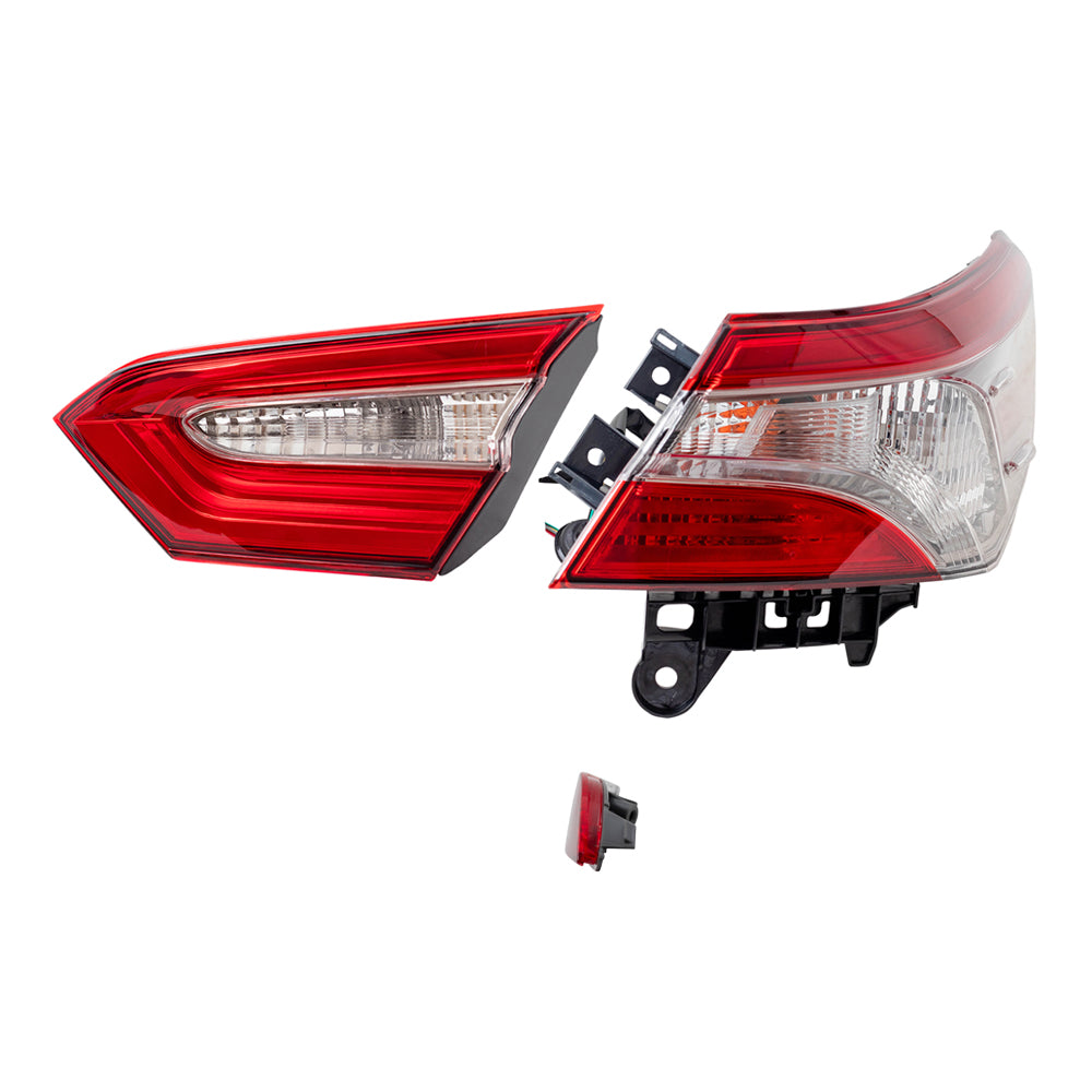 Brock Replacement Passenger Side Bumper Reflector and Tail Light Assemblies Quarter Mounted & Lid Mounted 3 Piece Set Compatible with 2018-2019 Camry SE & 2018-2019 Camry Hybrid SE