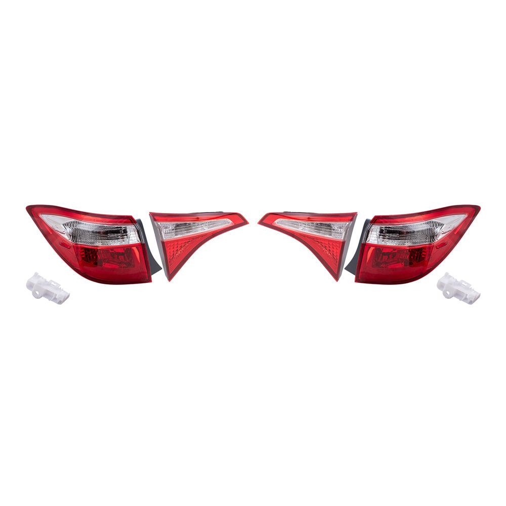 Brock Replacement Driver and Passenger Side Tail Lights Quarter Mounted and Lid Mounted 4 Piece Set Compatible with 2014-2016 Corolla