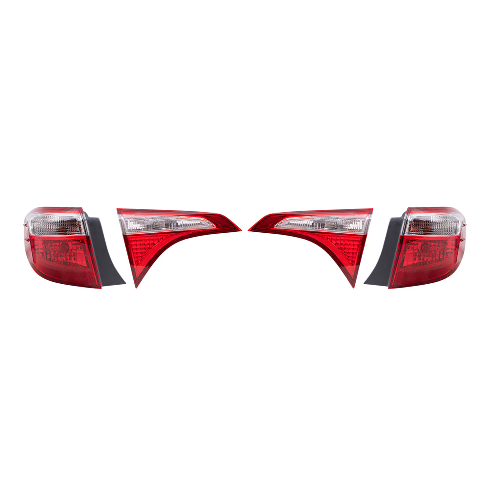 Brock Replacement Driver and Passenger Side Tail Lights Quarter Mounted and Lid Mounted 4 Piece Set Compatible with 2014-2016 Corolla