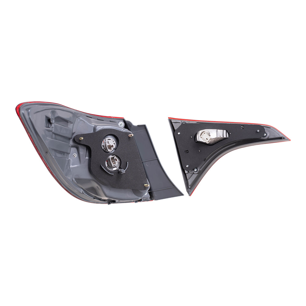 Brock Replacement Driver and Passenger Side Tail Lights Quarter Mounted and Lid Mounted 4 Piece Set Compatible with 2014-2016 Corolla