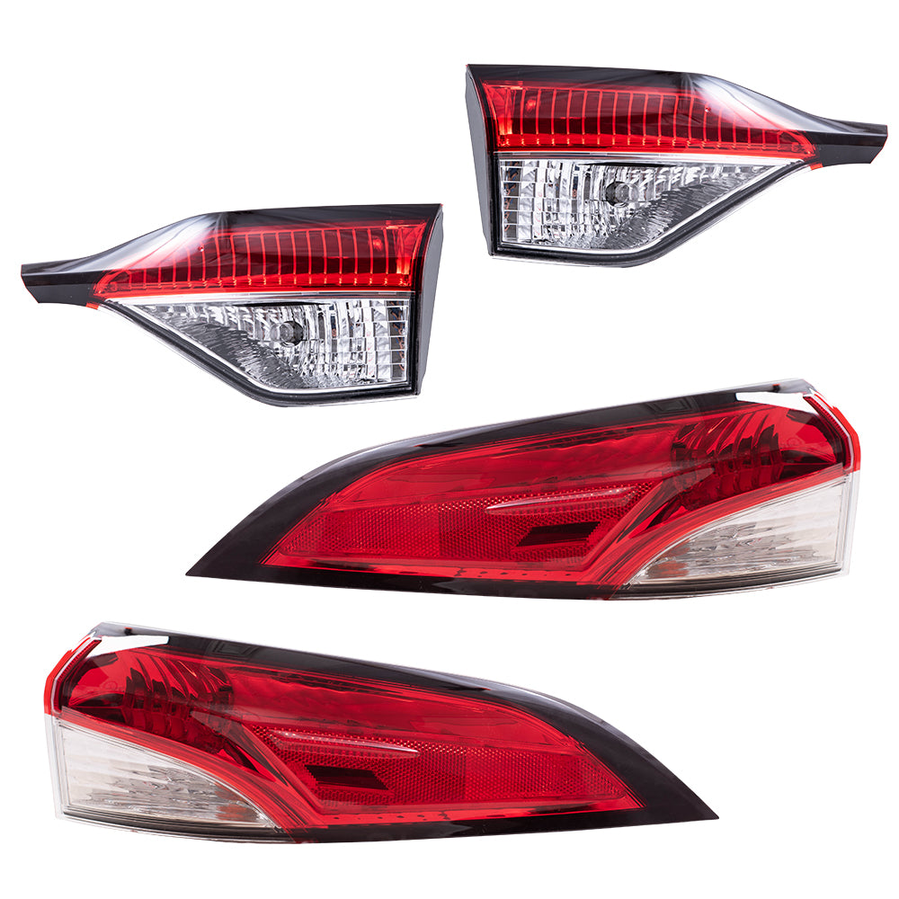 Brock 6222-0141LRC4 Replacement Tail Light 4pc Set Compatible With 2020-2024 Toyota Corolla L/LE/SE Sedan North America Built