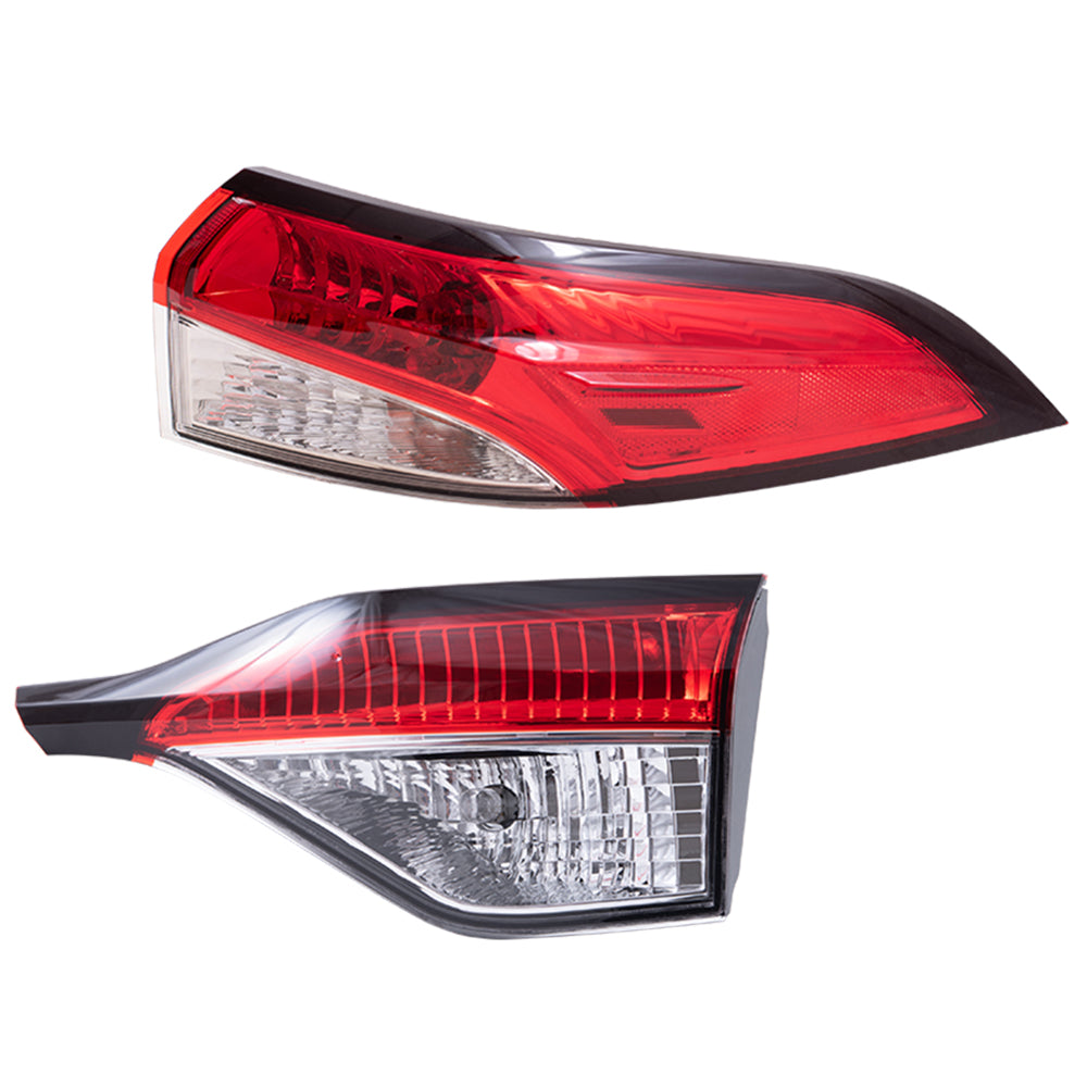 Brock 6222-0141RC2 Replacement Tail Light Assembly Set Compatible With 2020-2024 Toyota Corolla L/LE/SE Sedan North America Built