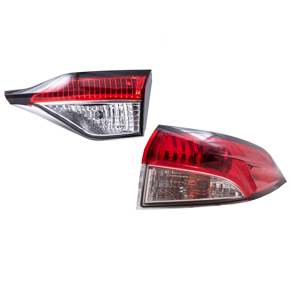Brock 6222-0141RC2 Replacement Tail Light Assembly Set Compatible With 2020-2024 Toyota Corolla L/LE/SE Sedan North America Built