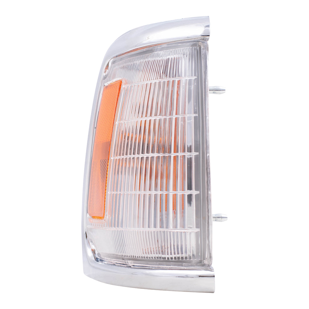 Brock Replacement Driver and Passenger Park Signal Corner Marker Lights Lamps with Chrome Trim Compatible with 89-91 Pickup Truck 8162089177 8161089177