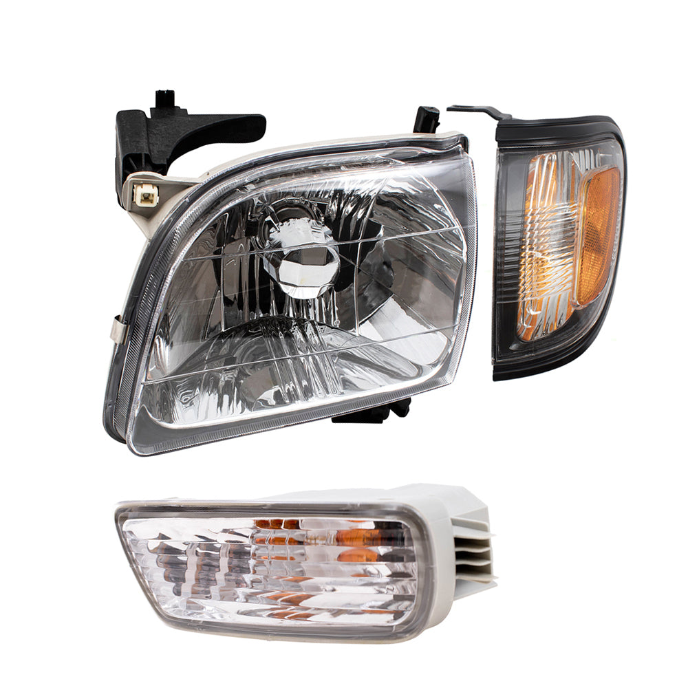 Brock Replacement 6 Pc Headlights and Signal Lights Compatible with 2001-2004 Tacoma