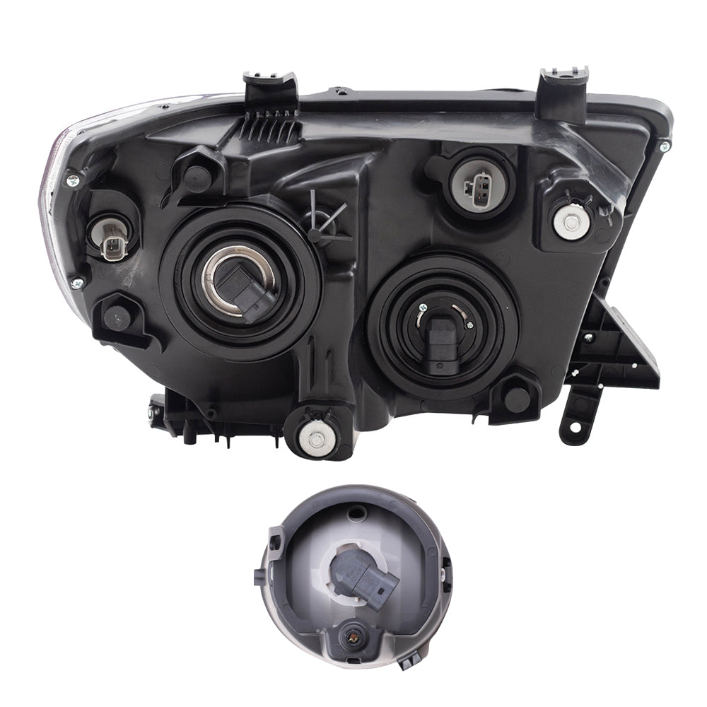 Brock Replacement Driver & Passenger Side Headlights without Level Adjuster and Fog Lights with Clear Lens, Bulbs, Bezels, Wiring, and Switches 4 Piece Set Compatible with 2007-2013 Tundra