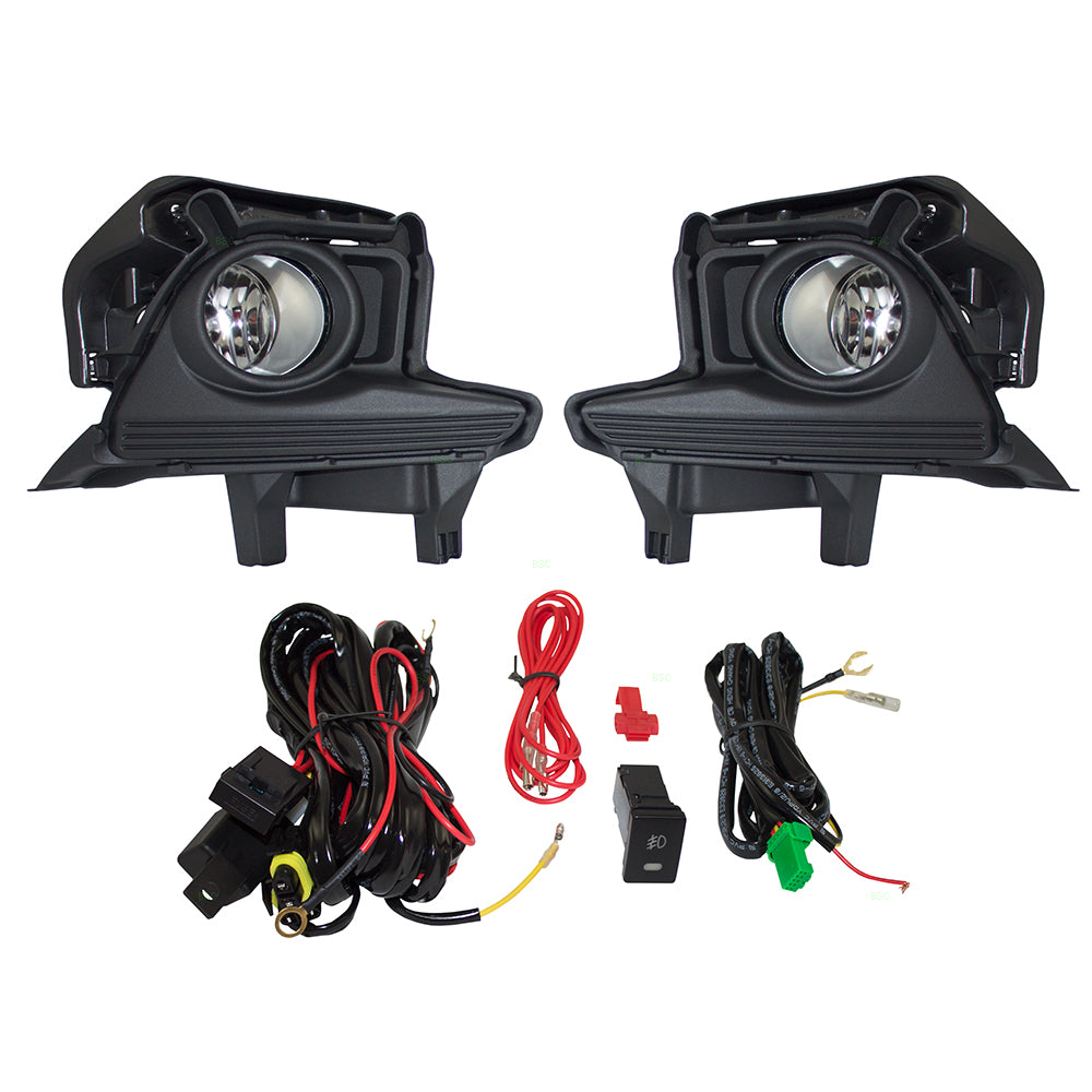 Fog Light for 2014-2019 Highlander Clear Lens w/ Bulbs Bezels Wiring Switch for 520300E020 Set TO1038177