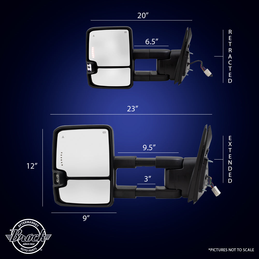 Power Mirror for 2007-2021 Tundra Extendable Clearance Lamp-Blind Performance Upgrad Blind Spot Detection Turn Signal Indicator Heated Set