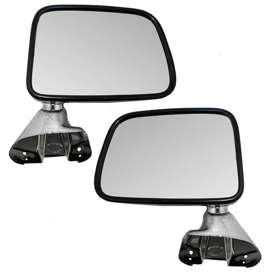Brock Replacement Driver and Passenger Manual Side View Mirror Chrome Door Mounted Compatible with 87-88 Pickup 87-89 4Runner 8794089134 8791089136
