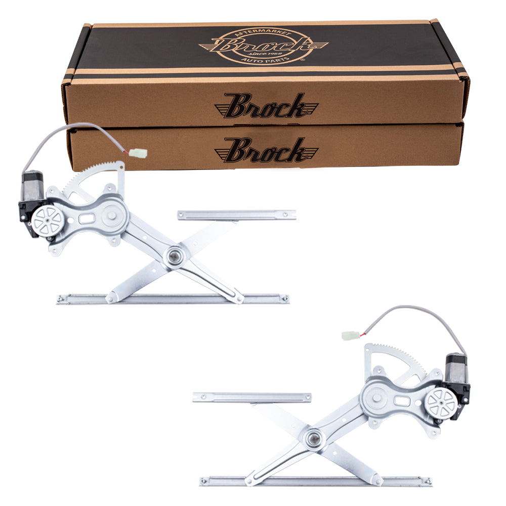 Brock Replacement Pair Set Front Power Window Lift Regulators with Motors Assemblies Compatible with 2001-2007 Highlander Hybrid 85720-42080 85720-42080