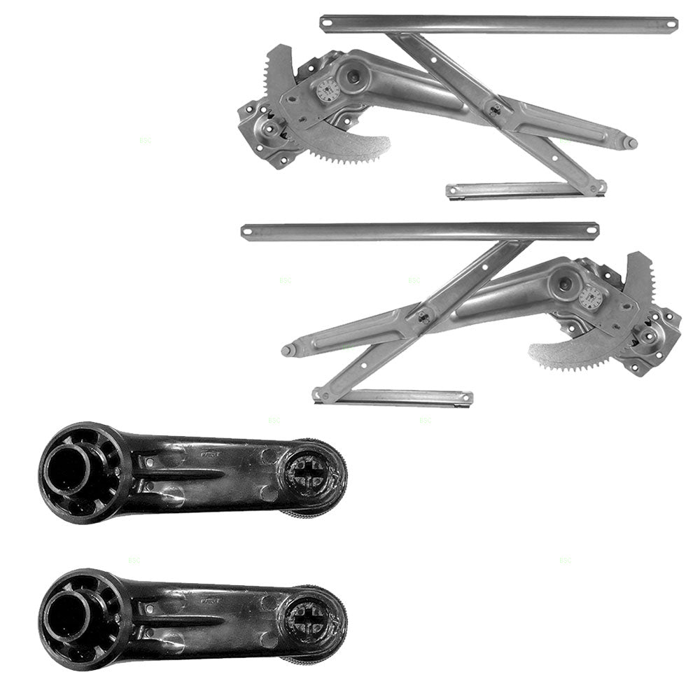 Brock Replacement Manual Window Regulators and Black with Chrome Crank Handles Compatible with 84-89 4Runner