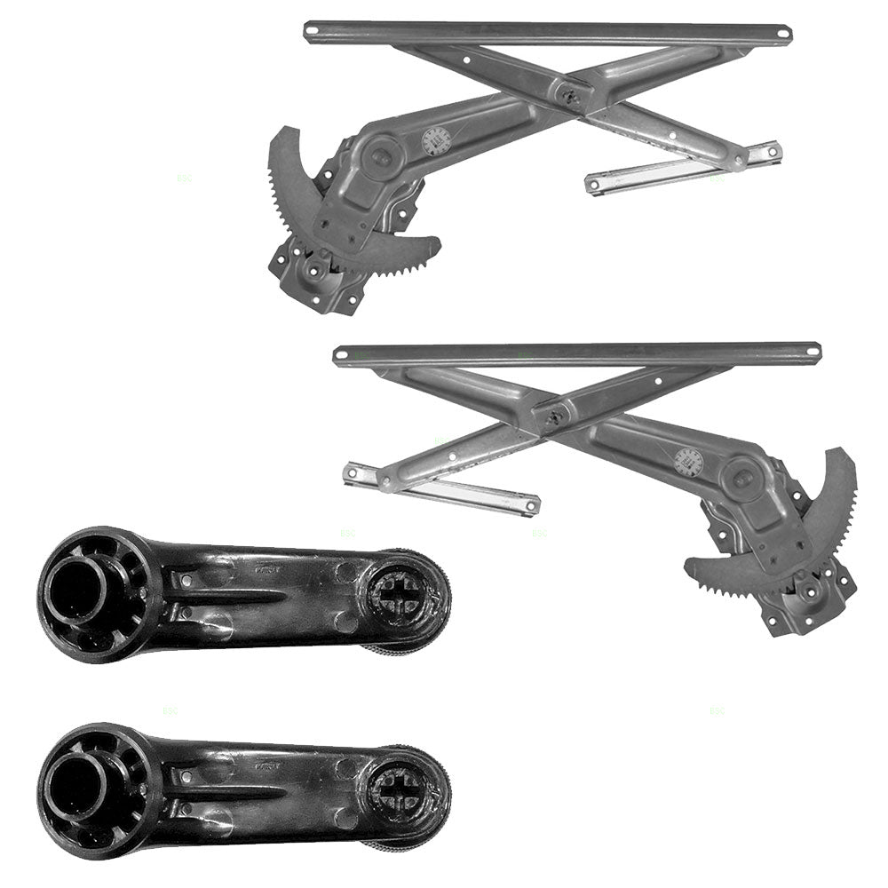 Brock Replacement Front Manual Window Regulators and Black with Chrome Crank Handles Compatible with 90-95 4Runner