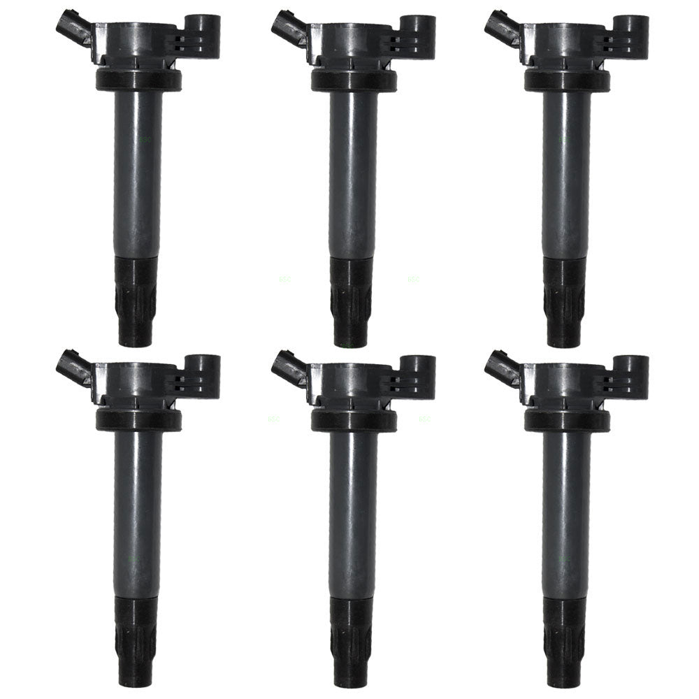 Brock Replacement 6 Piece Set Ignition Spark Plug Coils Compatible with Highlander Camry Sienna Solara RX400h RX300 ES330 6 cyl 90080-19025 90919-02246