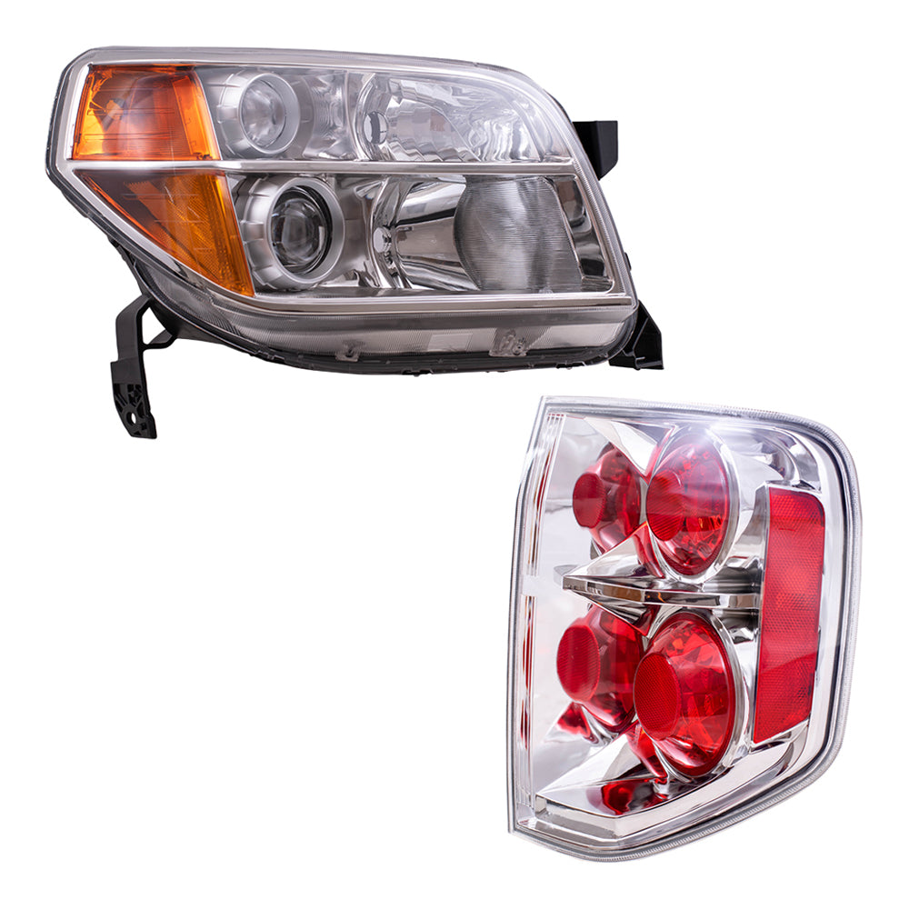 Brock Replacement Halogen Headlights and Tail Lights Compatible with 2006 2007 2008 Pilot
