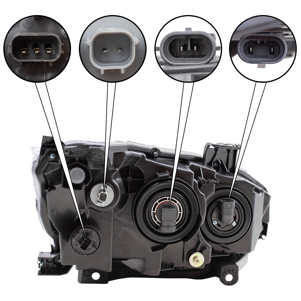 Brock Replacement Driver Halogen Headlight with Black Bezel Compatible with 2019 2020 Civic